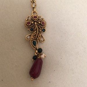 Gold tone plated hair ornament  w/ genuine stones
